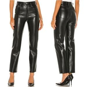 AGOLDE NEW 90s Pinch Waist Recycled Leather Size 31 Black Detox A164-1286